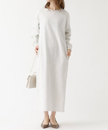 パール付きスウェットワンピース