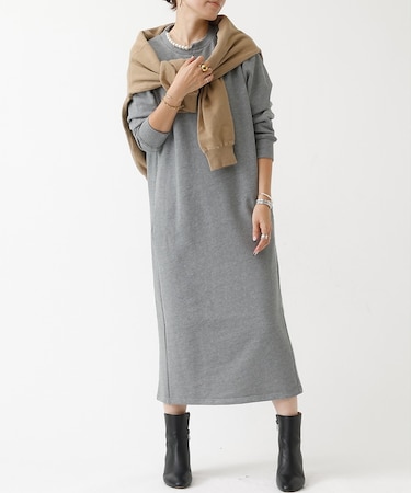 パール付きスウェットワンピース