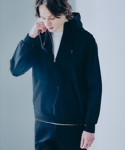 【セットアップ対応】ストレッチ ポンチ ハーフジップ パーカー