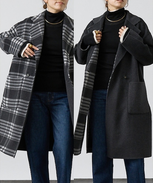 【リバーシブル】ダブルフェイスコートチェック