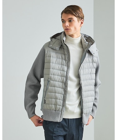 ニットコンビ　ダウンフード タフタ ブルゾン