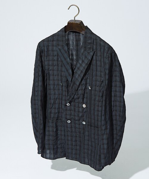 DESIGNWORKS ウールシルクジャケット　ダブル　ブラック DESIGNWORKS ウールシルクジャケット ダブル ブラック シアーウール