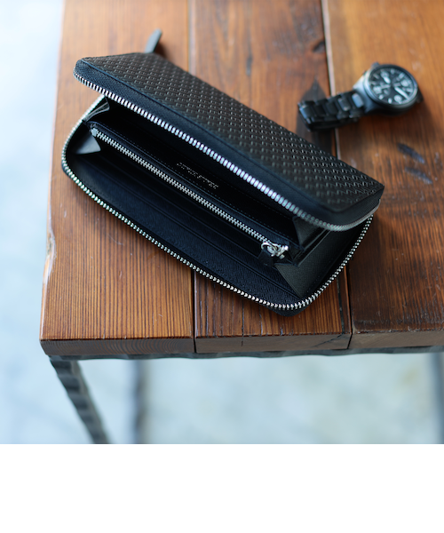 メッシュ 型押し レザー ロング ジップウォレット｜ビームス