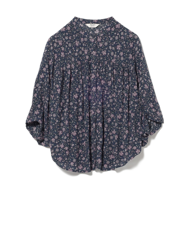 更紗花柄 切替ブラウス