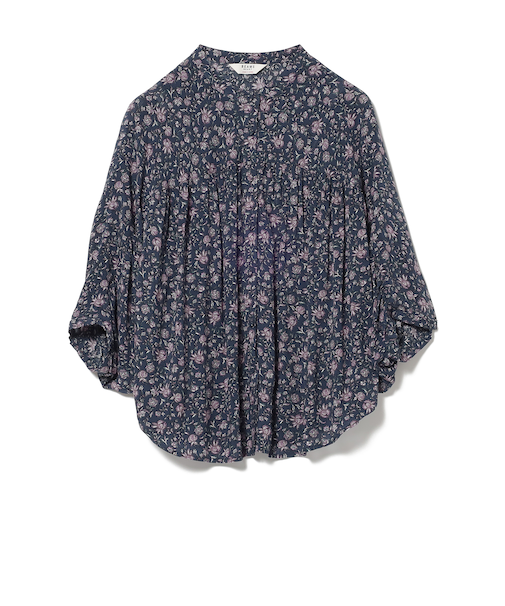 更紗花柄 切替ブラウス