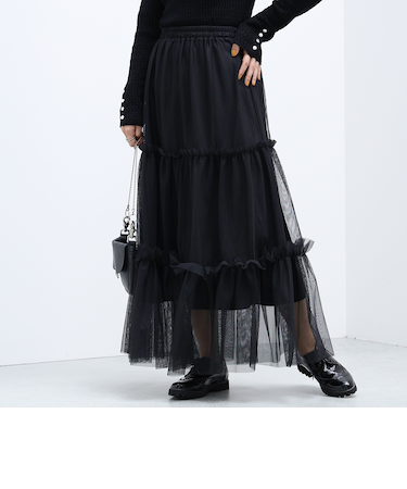 チュール ティアードフリル スカート