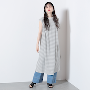 ボーダー タック カットソーワンピース