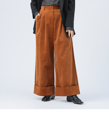 細コール タック ワイドパンツ（S～M）