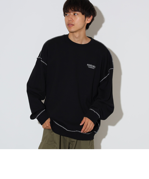 ワンポイント ロックステッチ クルーネック スウェット