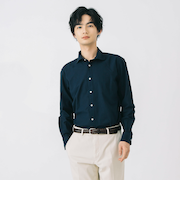 麻混 カッタウェイカラーシャツ（S～XL）