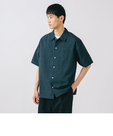 ポリエステルトロ チェック シャツ (吸水速乾・接触冷感)