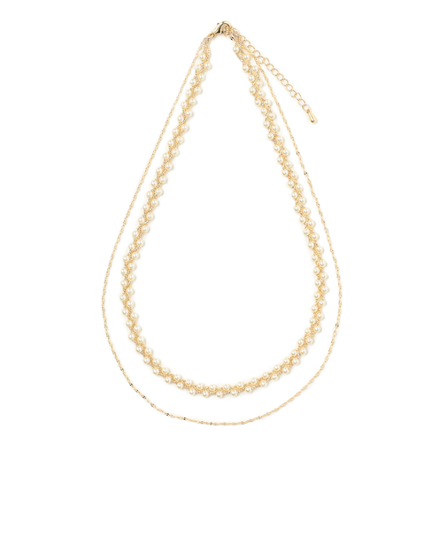 2連 フェイクパール ブレイド ネックレス