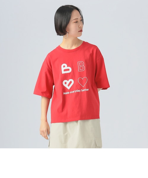 宣伝部 ハートロゴ Tシャツ レッド B-HEARTロゴ ハート フロント プリントTシャツ（S～L）｜ビームス