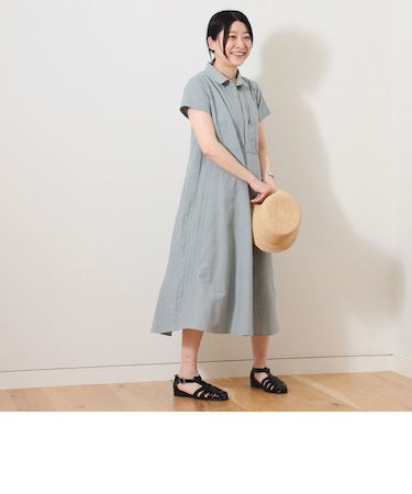 ピンタック シャツワンピース