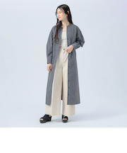 ベルト付き スキッパー ストライプ シャツワンピース