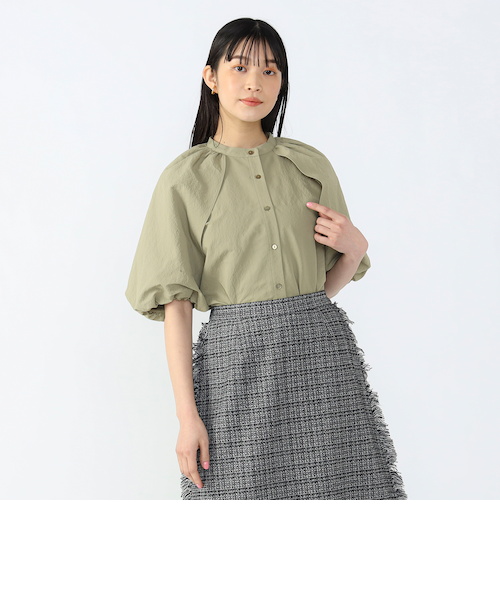 スタックチェックプリント ワイドボウタイブラウス｜トゥモロ－ランド