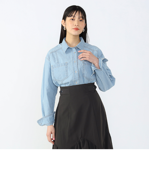 麻混 シャンブレー シャツ