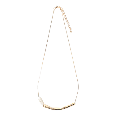 フェイクパール × メタルプレート ネックレス