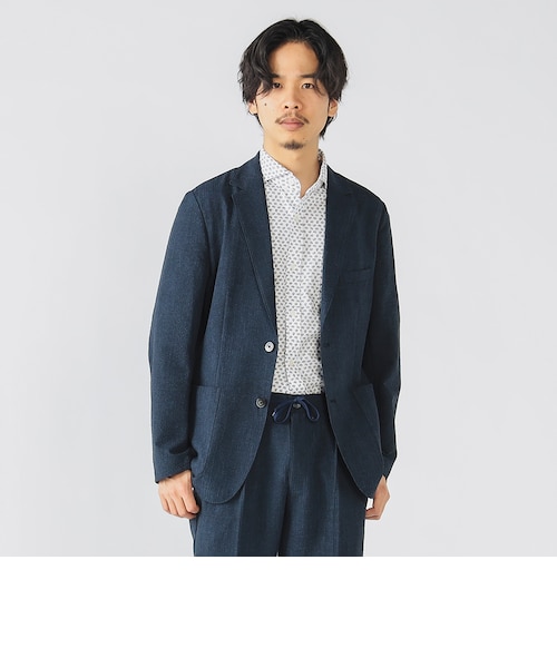 【INDIGO】デニムプリント シアサッカー  ジャケット 25SS(セットアップ対応) BEAMS OUTLET｜デニムプリント シアサッカー ジャケット 25SS