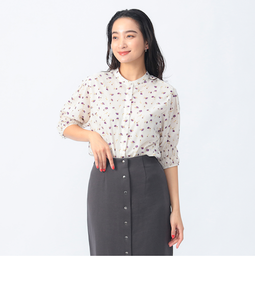 マーガレットカットジャカード ウエストギャザーブラウス｜トゥモロ