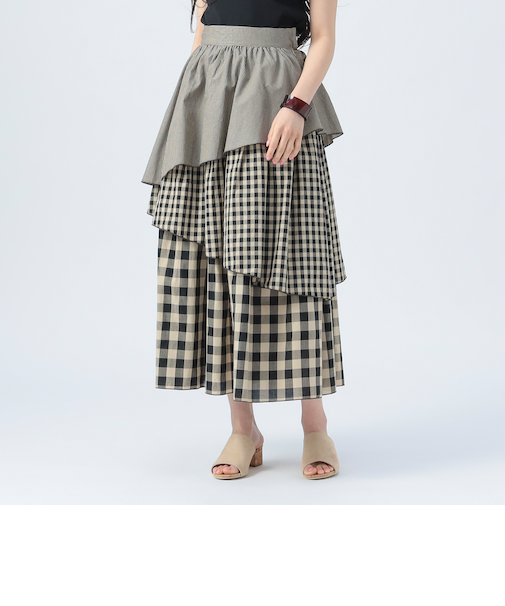 ギンガムチェック カラーメロー スカート