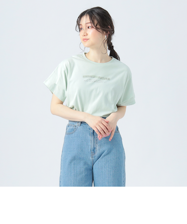 袖タック ハンド ロゴ Tシャツ