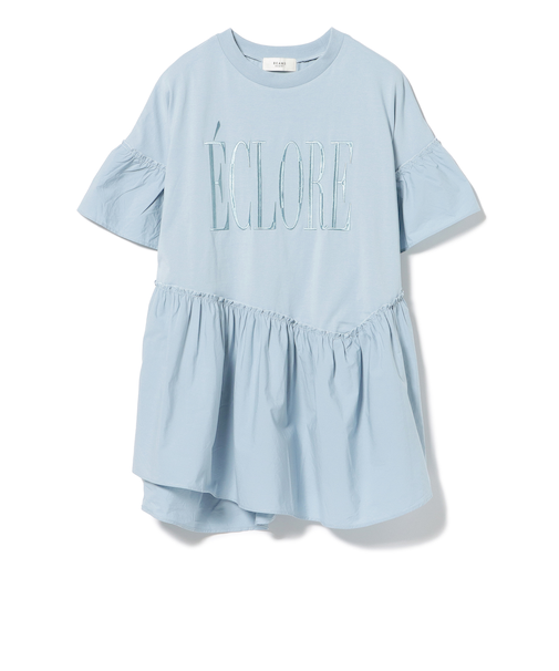 異素材 刺繍 ロゴ Tシャツ