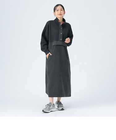 異素材 ジップ ワンピース