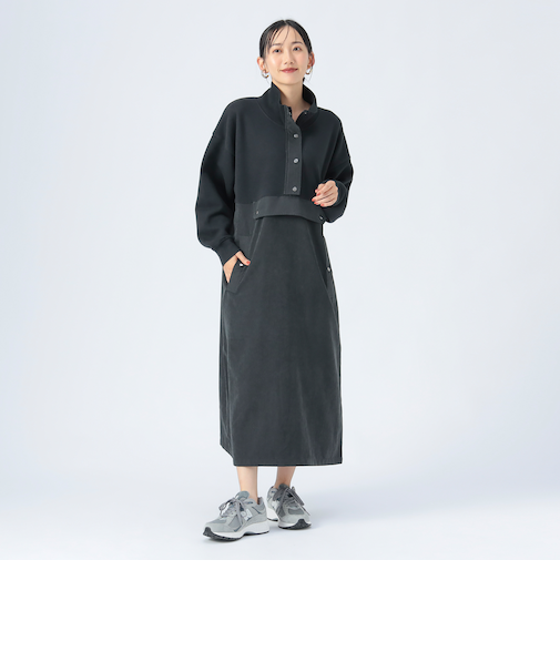 異素材 ジップ ワンピース