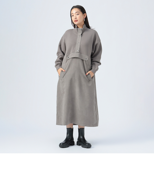 異素材 ジップ ワンピース