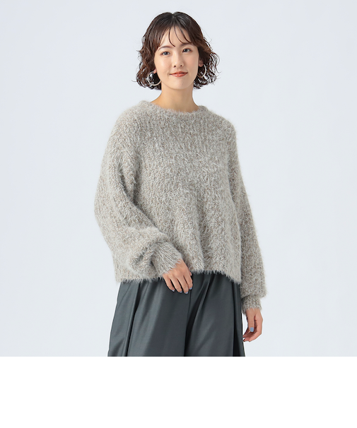 配色 シャギー ニット