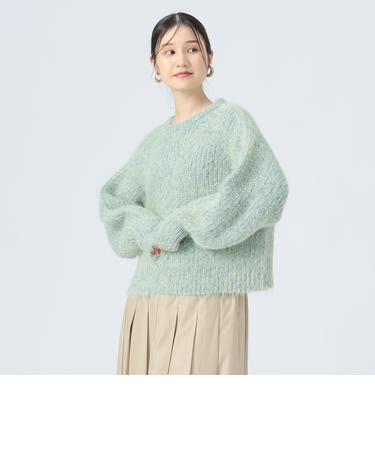 配色 シャギー ニット