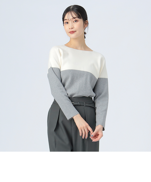 総針 配色 プルオーバー