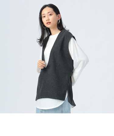 Uネックベスト × ロングスリーブTシャツ （セットアイテム）