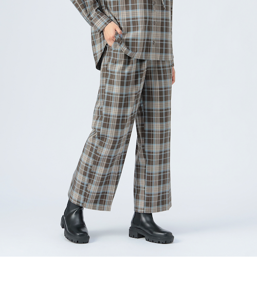 新品 beams チェックワイドパンツ BEAMS OUTLET｜チェック柄 2タック ワイドパンツ | Rakuten