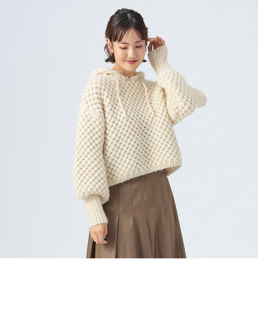 ポコポコ編み パーカー ニット