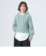 ポコポコ編み パーカー ニット