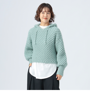 ポコポコ編み パーカー ニット
