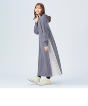 サイド プリーツ フーディー ワンピース