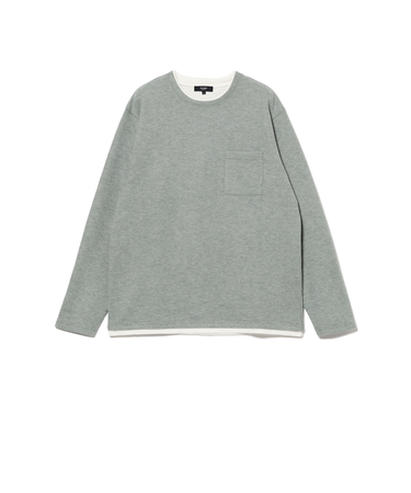 起毛 フェイクレイヤー クルーネック カットソー