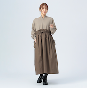 異素材 ハーフ ジップ ワンピース