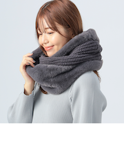 ニット × ファー スヌード