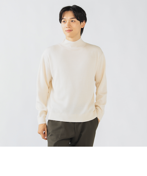 アゼ編み ハイネック ニット プルオーバー（S～L）