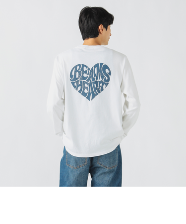 ハート スター バックプリント ロング スリーブ Tシャツ
