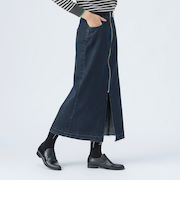 フロントジップ デニム スカート