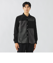 コーデュロイ チェック 切り替え シャツ