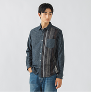 ニット 切り替え ネルシャツ