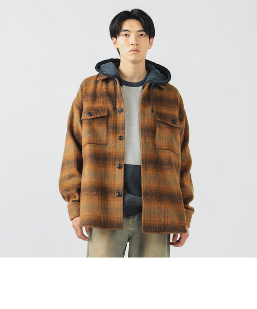 シャギー チェック CPO シャツ