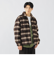シャギー チェック ジップ シャツ ジャケット