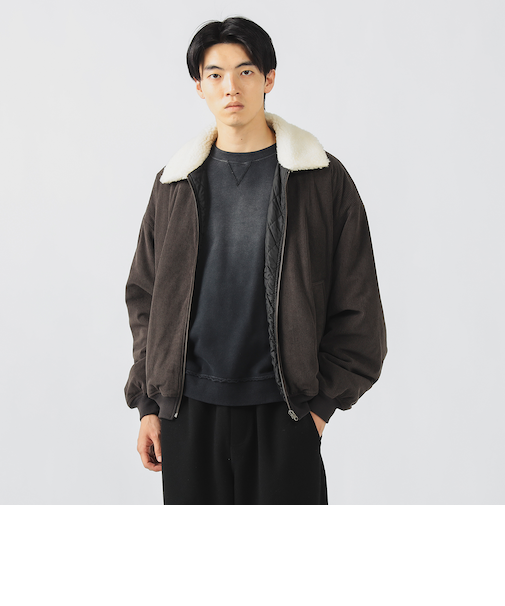 襟ボア コーデュロイ ショートブルゾン